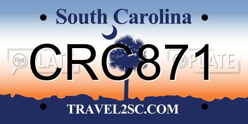 CRC871 South Carolina License Plate