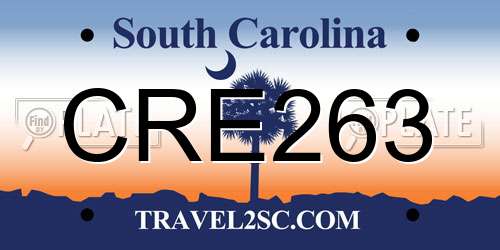 CRE263 South Carolina License Plate