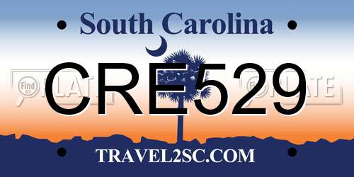 CRE529 South Carolina License Plate