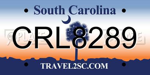 CRL8289 South Carolina License Plate