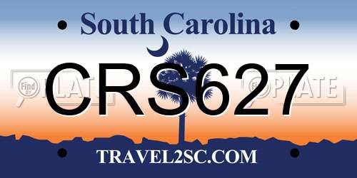 CRS627 South Carolina License Plate