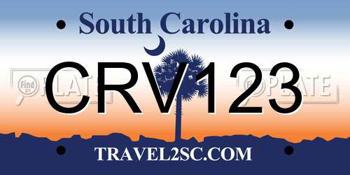 CRV123 South Carolina License Plate