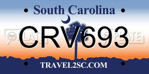 CRV693 South Carolina License Plate