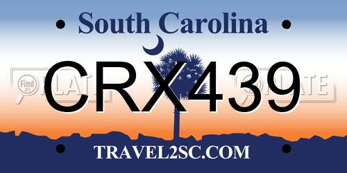 CRX439 South Carolina License Plate