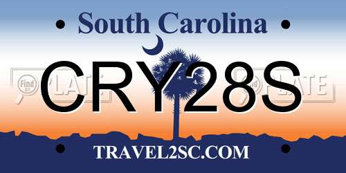 CRY28S South Carolina License Plate