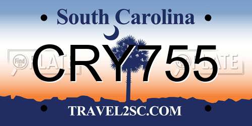 CRY755 South Carolina License Plate