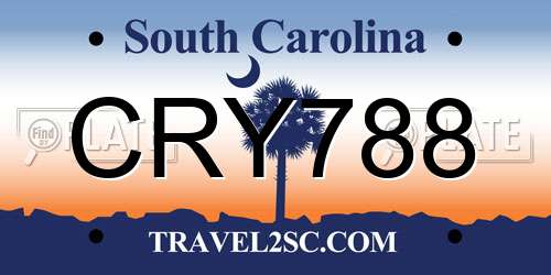 CRY788 South Carolina License Plate