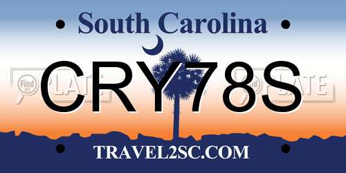 CRY78S South Carolina License Plate