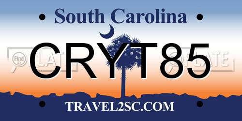 CRYT85 South Carolina License Plate