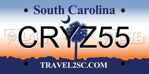 CRYZ55 South Carolina License Plate