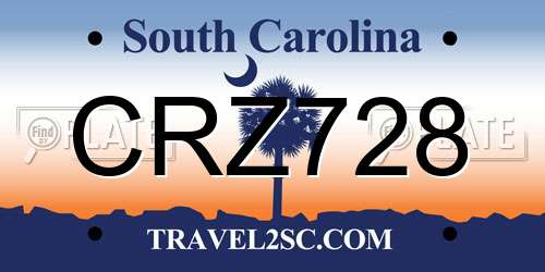 CRZ728 South Carolina License Plate