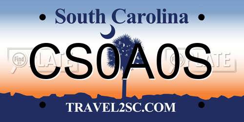 CS0A0S South Carolina License Plate