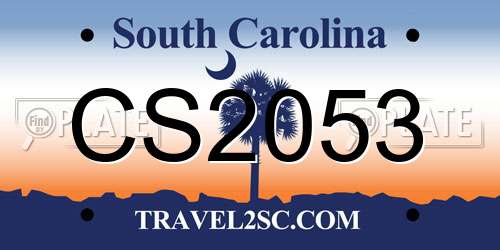 CS2053 South Carolina License Plate