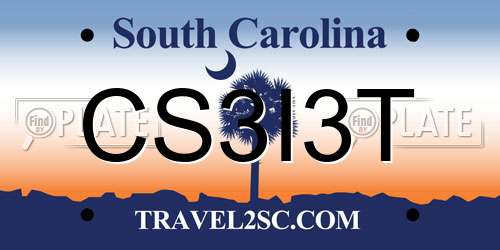 CS3I3T South Carolina License Plate