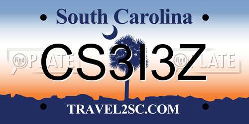 CS3I3Z South Carolina License Plate