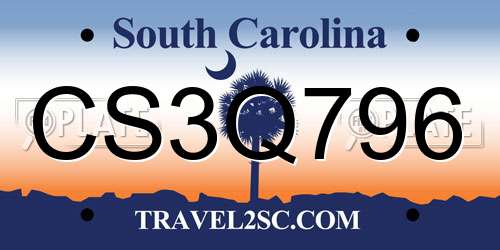 CS3Q796 South Carolina License Plate
