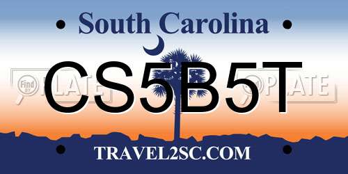 CS5B5T South Carolina License Plate