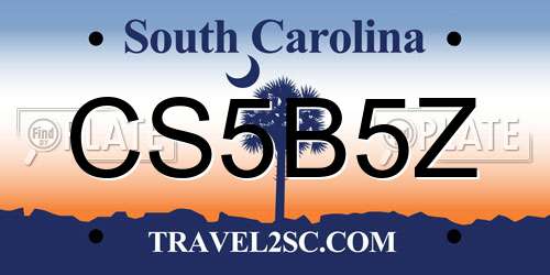 CS5B5Z South Carolina License Plate
