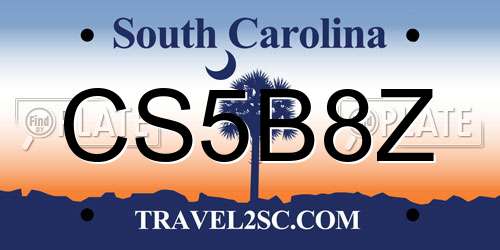 CS5B8Z South Carolina License Plate