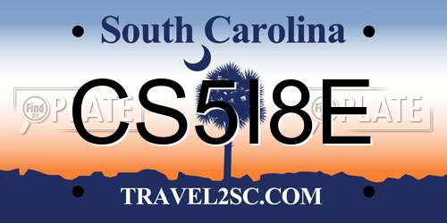 CS5I8E South Carolina License Plate