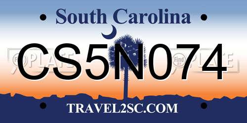 CS5N074 South Carolina License Plate