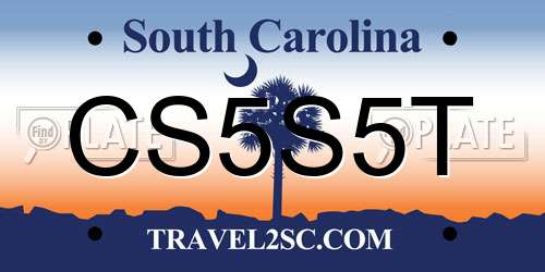 CS5S5T South Carolina License Plate