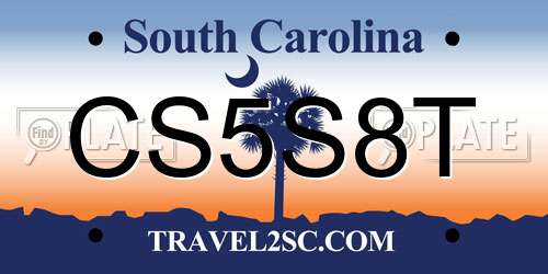 CS5S8T South Carolina License Plate