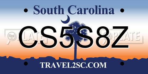 CS5S8Z South Carolina License Plate