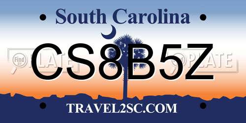 CS8B5Z South Carolina License Plate