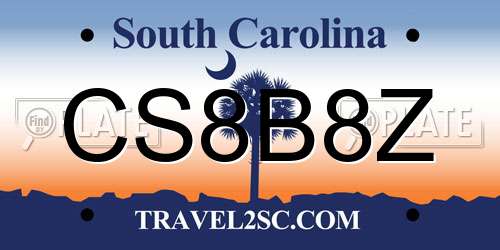 CS8B8Z South Carolina License Plate