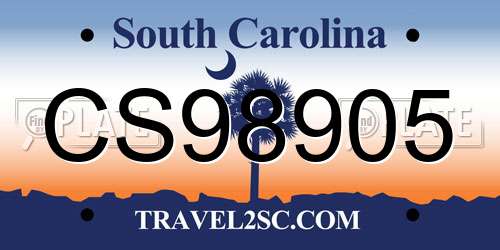 CS98905 South Carolina License Plate