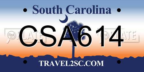 CSA614 South Carolina License Plate