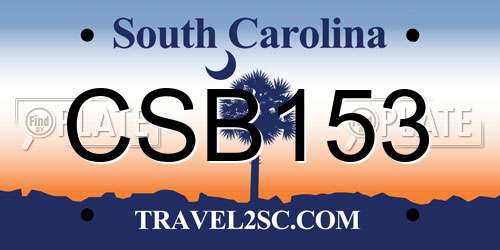 CSB153 South Carolina License Plate