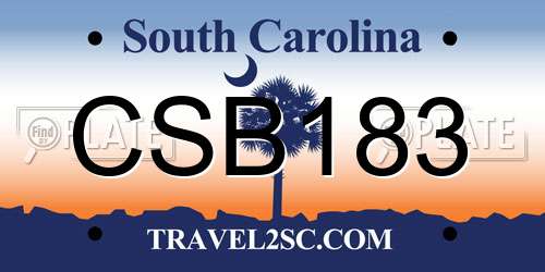 CSB183 South Carolina License Plate
