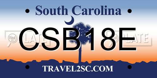 CSB18E South Carolina License Plate