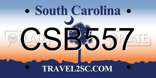 CSB557 South Carolina License Plate