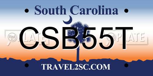 CSB55T South Carolina License Plate