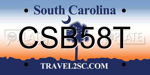 CSB58T South Carolina License Plate