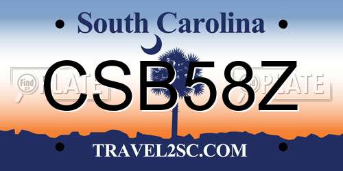 CSB58Z South Carolina License Plate