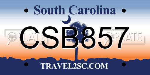 CSB857 South Carolina License Plate
