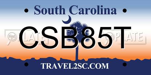 CSB85T South Carolina License Plate