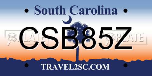 CSB85Z South Carolina License Plate