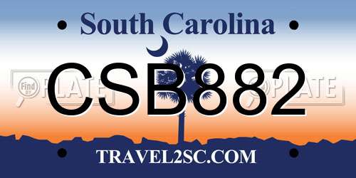 CSB882 South Carolina License Plate