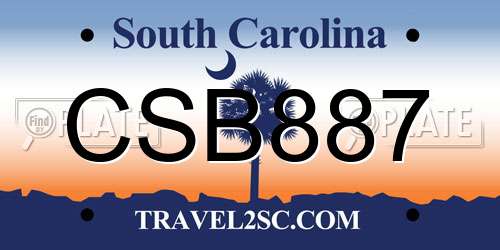 CSB887 South Carolina License Plate