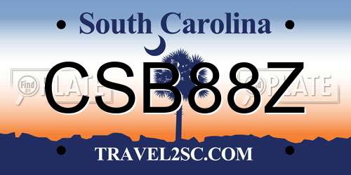 CSB88Z South Carolina License Plate