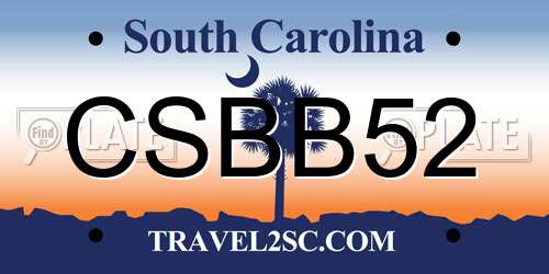 CSBB52 South Carolina License Plate