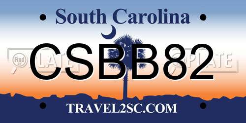 CSBB82 South Carolina License Plate
