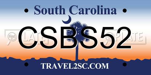 CSBS52 South Carolina License Plate