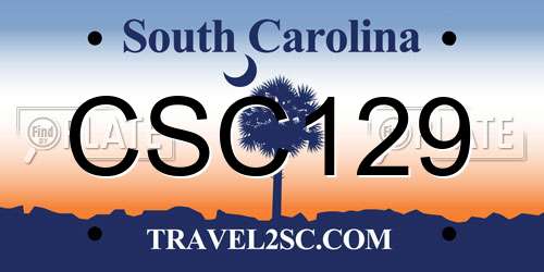 CSC129 South Carolina License Plate