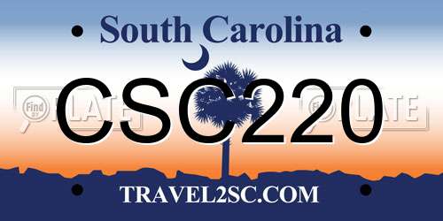 CSC220 South Carolina License Plate